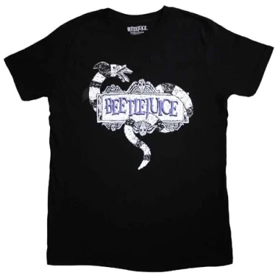 Image of Beetlejuice Unisex Adult Snake Badge T Shirt, Black, XL