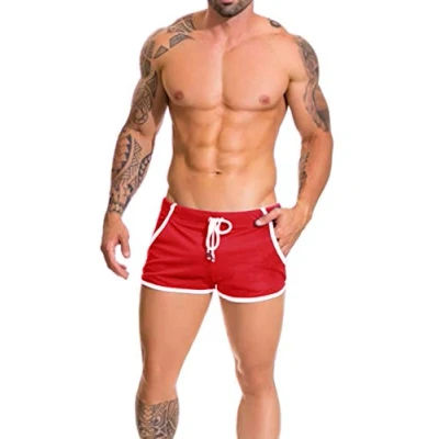 Image of Alivebody Men&#039;s Mesh Athletic Shorts for Running Workout Swimming Quick Dry Lightweight Color Red Size XXL