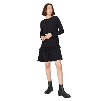 Image of Trendyol FeMan Mini Shift Relaxed fit Woven Dress Black