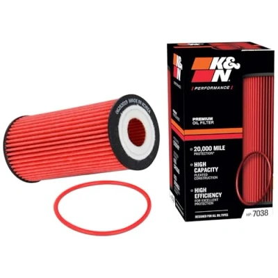 Image of K&amp;N Oil Filter High Performance Series compatible with: Audi, Volkswagen, Porsche (HP 7038), Red