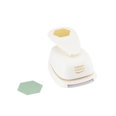 Image of Vaessen Creative Craft Paper Punch, Hexagon, 1.5 Inch, for DIY Projects, Scrapbooking, Card Making and More, White/Pink