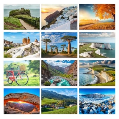 Image of Papa Prints Pack of 12 Scenery Greeting Card blanks and Envelopes Blank Cards Multipack with A6 Greetings for All Occasions Notelets Sets Adults