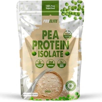 Image of Pea Protein Isolate Powder 1kg Vegan 100% Plant Gluten Free, Vegetarian Shake for Superfood Super Greens Dairy Free Shakes by PROELITE (1KG, Unflavoured)