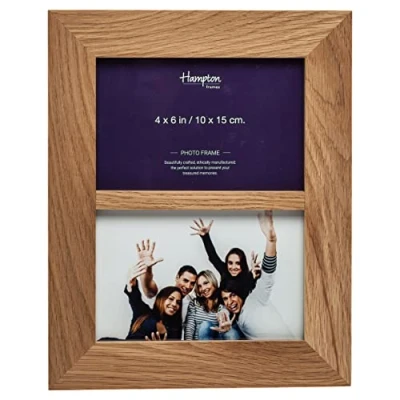 Image of Hampton Frames NEW ENGLAND Solid Oak Wood Photo Frame Natural , Double 4 x 6 (10 15 cm)
