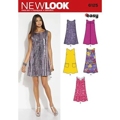 Image of New Look Easy Sewing Pattern 6125: Misses&#039; Dresses, Size A(10 12 14 16 18 20 22)
