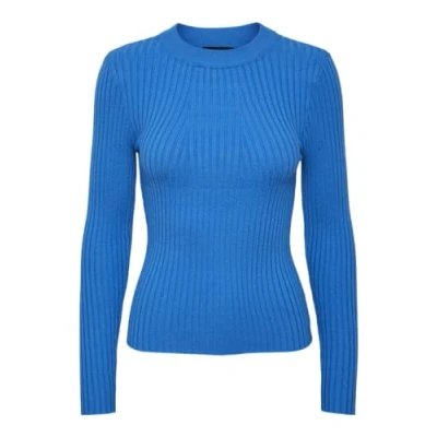 Image of PIECES Women&#039;s Pccrista LS O Neck Knit Noos Bc Sweater, French Blue, L
