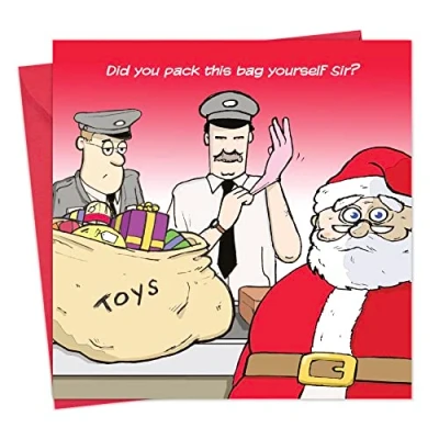 Image of Twizler Funny Christmas Card with Airport Security Merry Xmas Mens for Him Husband Son Dad Womens Her Wife Daughter Mum