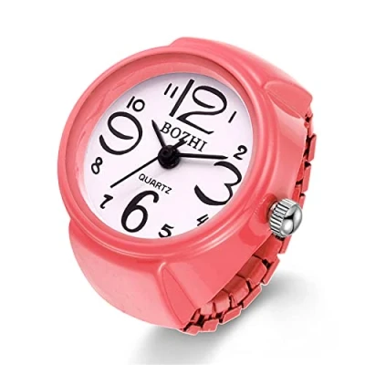 Image of JewelryWe Men Women Finger Watch Round Analog Quartz Ring Watches, Adjustable Size