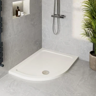 Image of 1200x900 Offset LH Quadrant Shower Tray Low Profile Premium Anti Slip FREE Waste