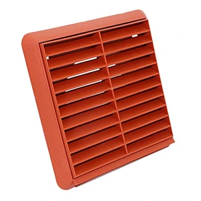 Image of Kair Terracotta Louvred Grille 155mm External Dimension Wall Ducting Air Vent with Round 125mm 5 inch Rear Spigot