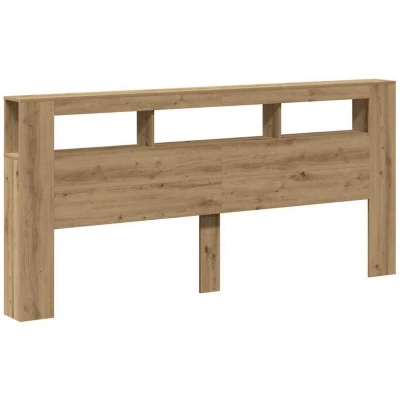 Image of vidaXL LED headboard with RGB lights artisanal oak finish engineered wood 220x18.5x103.5 cm for modern bedrooms
