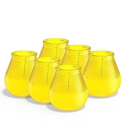Image of BOLSIUS Citronella Patio Candle Outdoor Scented Yellow 40 Burning Hours Pack 6