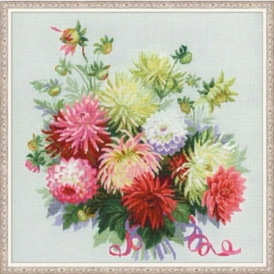 Image of RIOLIS Dahlias Counted Cross Stitch Kit, Multi Color