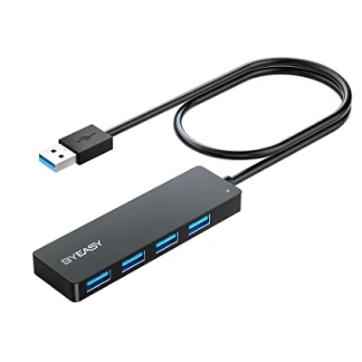 Image of BYEASY USB Hub,USB Splitter for Laptop,Multiport 3.0 Hub with 3.2ft Long Cable,Multi Port Expander,Fast Data Transfer 4 Compatible Windows PC, Mac, Printer, Mobile HDD