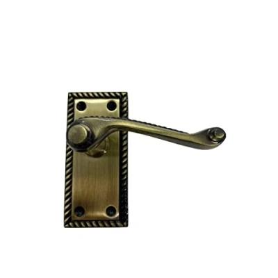 Image of Designer Levers Georgian Roped Design Lever Door Handles Antique Brass 1 Pair Latch Handle Interior Use Short