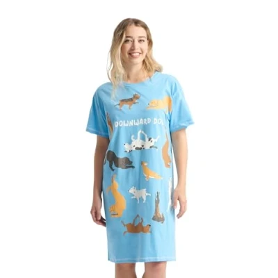 Image of Little Blue House by Hatley Women&#039;s Nightshirt Night Shirt, Downward Dog, One Size
