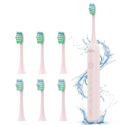 Image of Electric Toothbrush for Adults with 6 Brush Heads Sonic Holder and Travel Case, One Charger 180 Days, Type C Cable