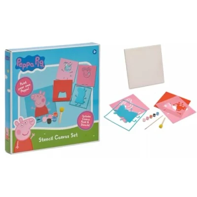 Image of Quickdraw Peppa Stencil Printing Canvas Kit Paint Your Own Art &amp; Craft Activity Set, HUN_22502