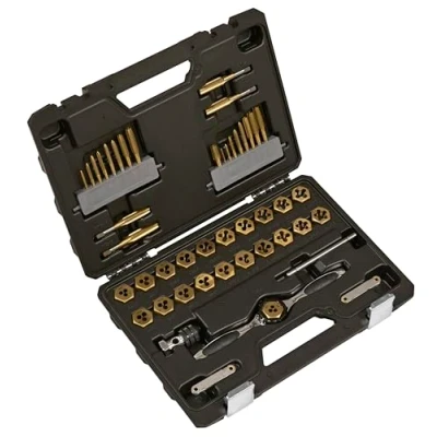 Image of Sealey Hexagonal Tap &amp; Die Set 46pc Metric SAE/Imperial Titanium Coated AK3046
