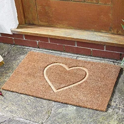 Image of HomeZone Heart Felt Anti Slip Door Mat Novelty Plain Decoir Floor Resistant kitchen Natural Look PVC Backing Safe Doormats Welcome for Entrance, Indoor or Outdoor Use 75 x 45cm