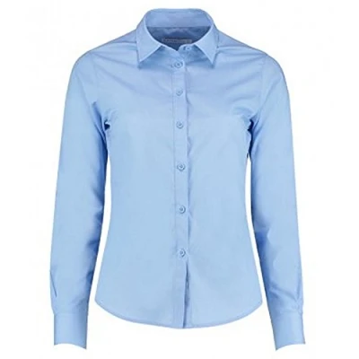 Image of Kustom Kit Womens/Ladies Long Sleeve Tailored Poplin Shirt (12) (Light Blue)