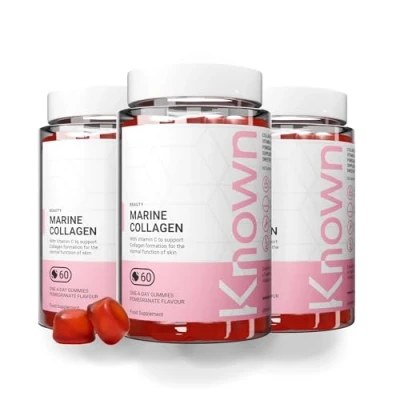 Image of Known Delicious Marine Collagen Gummies 500mg Collagen, Vitamin A, C Skin Support Natural Pomegranate Flavour 60 Gummies, 6 Months Supply
