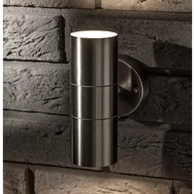 Image of CGC Lighting Outdoor Wall Light Up &amp; Down LED Outside Garden Double Twin Conservatory Porch Patio Garage Shed (Silver)