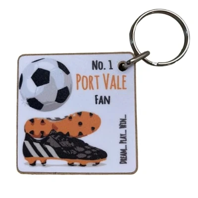 Image of WHITE COTTON CARDS Port Vale Valiants FC Football Club Fan KEYRING (K FN101)