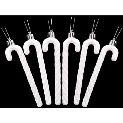 Image of Christmas Concepts® Pack Of 6 13cm Glitter Candy Cane Tree Decorations (White)