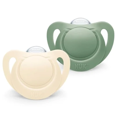Image of NUK for Nature Baby Dummy 6 18 Months Sustainable Silicone Soothers Made from 100% Natural Raw Materials Accepted by 99% of Babies BPA Free Green 2 Count