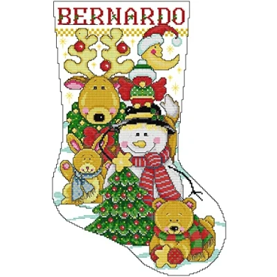 Image of Awesocrafts Cross Stitch Kits, Christmas Stockings Easy Patterns Stitching Embroidery Kit Supplies, Counted (Stockings, Counted)