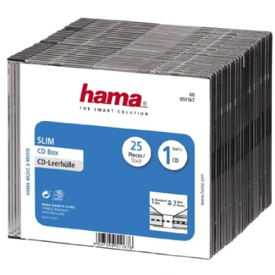 Image of Hama Slim CD Jewel Case Pack of 25 Transparent &amp; Black