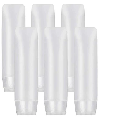 Image of JamHooDirect 6Pcs 50ml Clear Plastic Empty Travel Bottles with Flip Cap, Transparent Refillable Cosmetic Containers Squeezable Tubes includes 12 stickers for Shampoo, Conditioner, Lotion, Toiletries