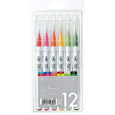Image of Kuretake KURB 6000AT 12VA Zig Clean Colour Real Brush Set, RB 6000AT/12VA