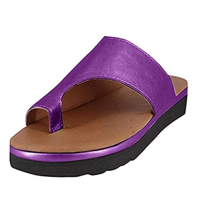 Image of Womens Comfy Platform Flip Flops Low Wedge Thong Sandals Clip Toe Non Slip Summer Beach Travel Walking Shoes Purple 5.5 UK