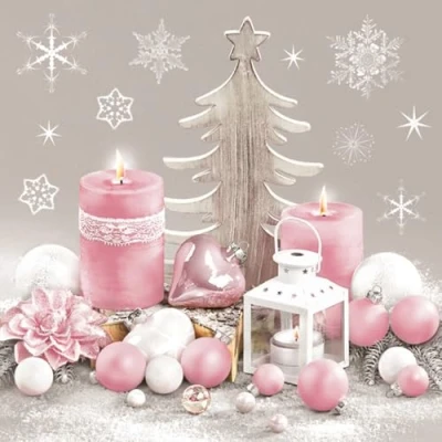 Image of 3 Ply Maki Xmas Decoupage Tissue Paper Napkins Decorative Christmas Serviettes 33cm x Pack of 20 (Pastel Composition)