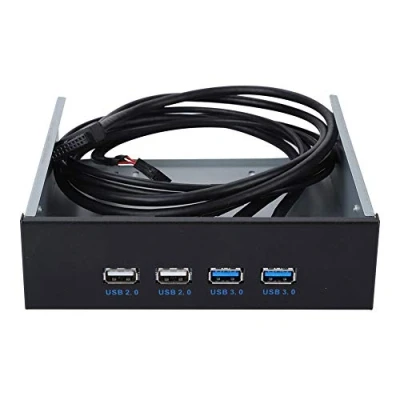 Image of ASHATA 5.25&quot; Front Panel, 4 USB Port Optical Drive Panel,Multifunction 5.25 Inch 19 Pin/9Pin to 3.0 2.0 Metal Bay For Windows, XP, Vista, Windows 7 32 &amp; 64 bit
