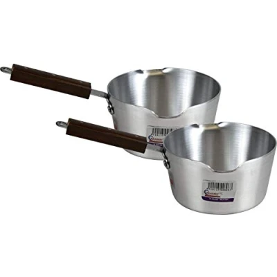 Image of Klassic Combo Aluminium Cooking Saucepan Milk Pan with Heavy Gauge Wooden Handle (2X 20cm)