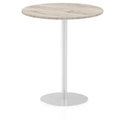 Image of Italia 1000mm Poseur Round Table Grey Oak Top 1145mm High Leg