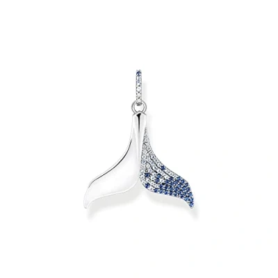 Image of Thomas Sabo Women Pendant Tail fin with Blue Stones 925 Sterling Silver, Blackened PE931 644 1
