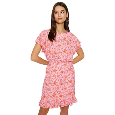 Image of Trendyol Women A line Regular fit Woven Dress,Pink,38