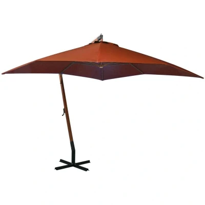 Image of vidaXL Hanging Garden Parasol with Pole Terracotta 3x3 m Solid Fir Wood