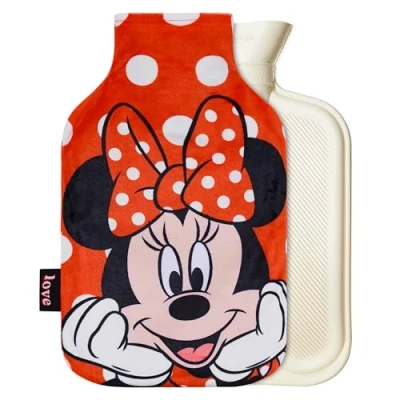 Image of Disney Hot Water Bottle &amp; Fleece Cover, Bag Cosy Gifts for Her (Minnie_1700 ML)