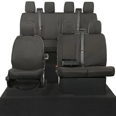 Image of My Van Seat Covers MVSC120B 180B Tailored Waterproof Front &amp; Rear (7 Seater) Black To Fit Ford Transit MK8 (Including Tipper) 2014 Onwards