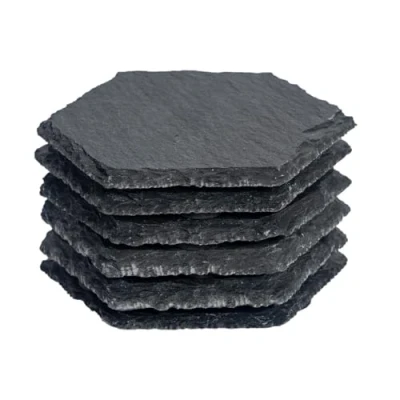 Image of 6x Hexagon Slate Coasters By Argon Tableware