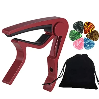 Image of ZHome Red Guitar Tuner Capo/Professional Capo for Acoustic/Electric GuitarUkuleleBassBanjoMandolin+6 PCS Picks+Guitar Picks bag Good Service