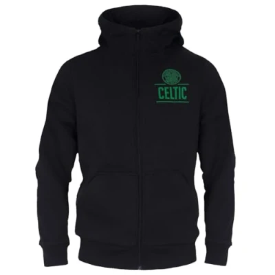 Image of Celtic FC Official Football Gift Boys Fleece Zip Hoody Black 8 9 Years