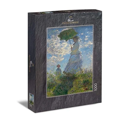 Image of Ulmer Puzzleschmiede puzzle Claude Monet, Femme à l&#039;ombrelle 1000 pieces jigsaw the famous painting by Monet (1875)
