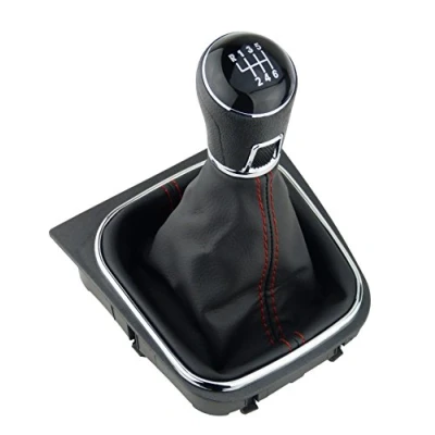 Image of L &amp; P Car Design L&amp;P A256 5 Gear Stick Gaiter + Knob Frame Complete Kit with 6 Speeds GTI Look Plug Play for 1K0711113 5K0711113 1K8711113