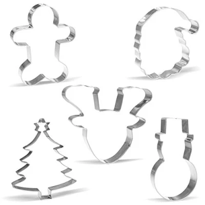 Image of Giant Christmas Cookie Cutter Set 5 Piece Stainless Steel